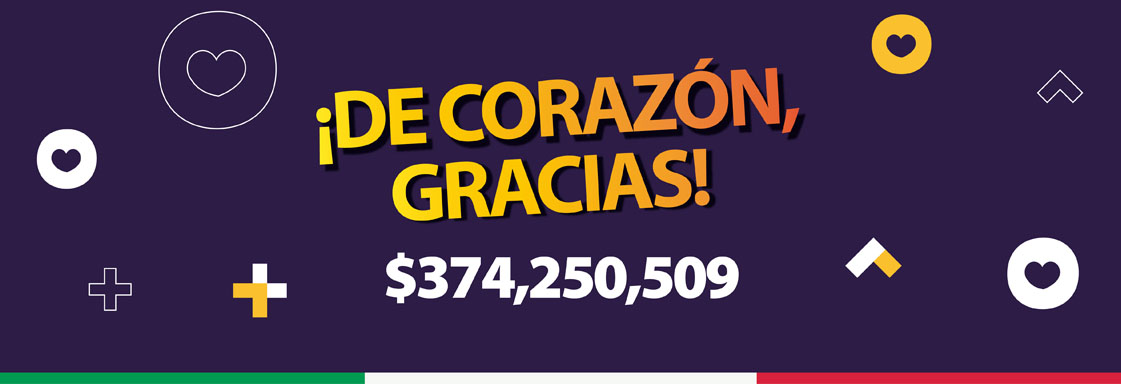 Texto sobre fondo morado decorado con corazones: ¡De corazón, gracias! $374,250,509
