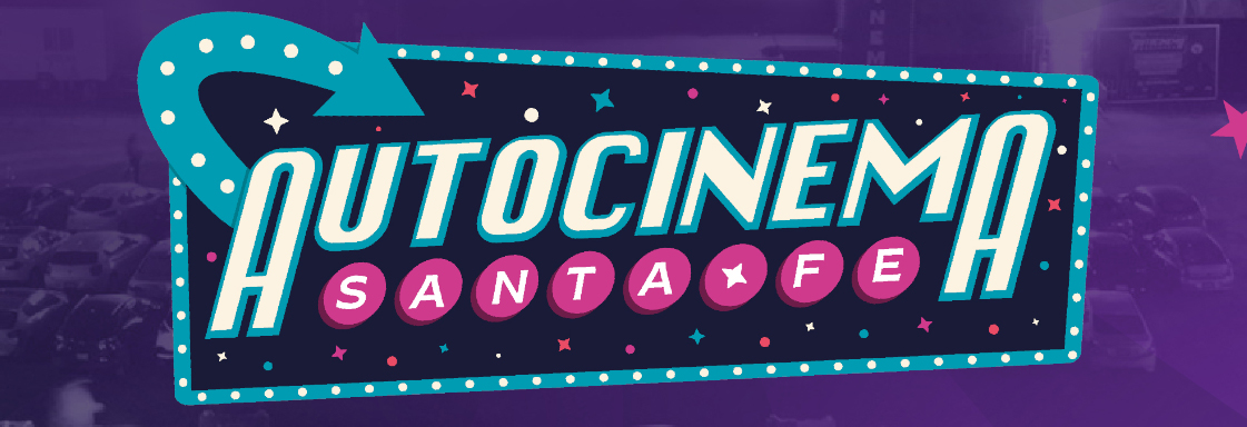 Imagen del logo del Autocinema Santa Fe. El logo es una marquesina con el texto: Autocinema Santa Fe.