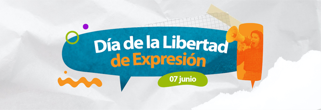 Diseño de texto sobre fondo blanco, con la frase: 7 de junio, día de la libertad de expresión