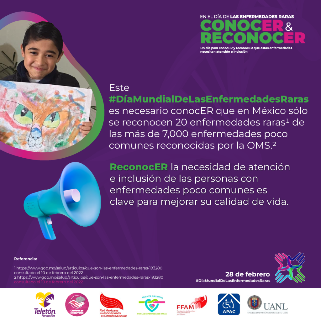 Este #DíaMundialDeLasEnfermedadesRaras es necesario conocer que en México solo se reconocen 20 enfermedades raras de las más de 7000 enfermedades poco comunes reconocidas por la OMS. 
Reconocer la necesidad de atención e inclusión de las personas con enfermedades poco comunes es clave para mejorar su calidad de vida.